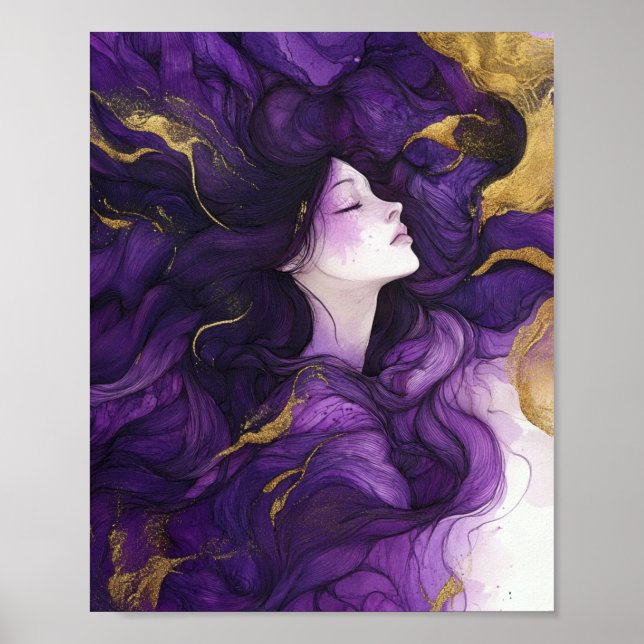 Abstract woman decoration purple and gold (Front)