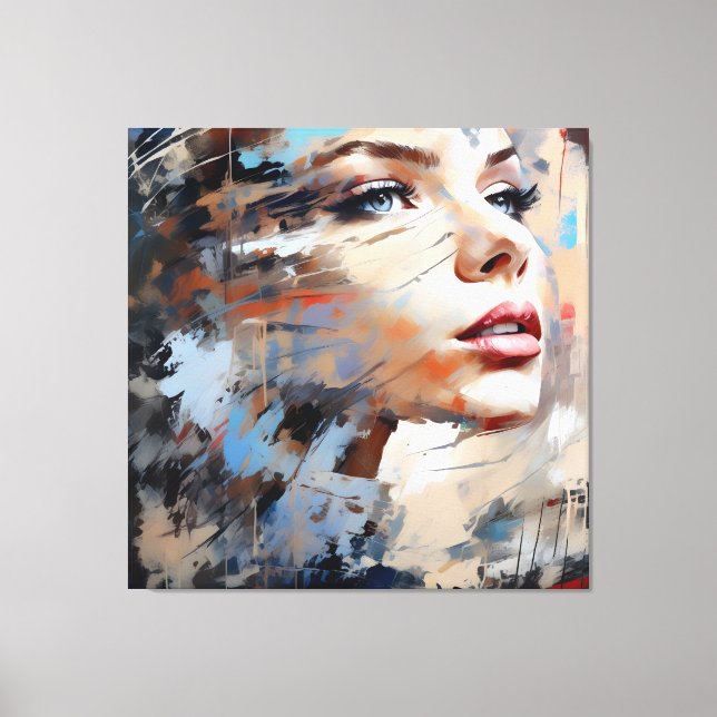 Abstract woman face 01 canvas print (Front)