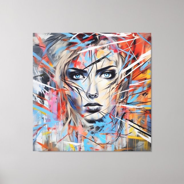 Abstract woman face 03 canvas print (Front)