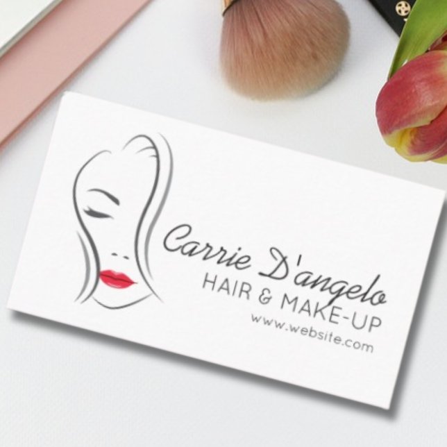 Abstract woman face for hair and make-up business business card (Hair and make-up profession business card)