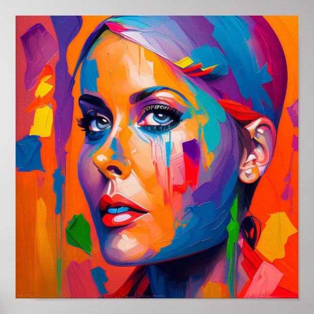 Abstract Woman Face Painting Poster (Front)