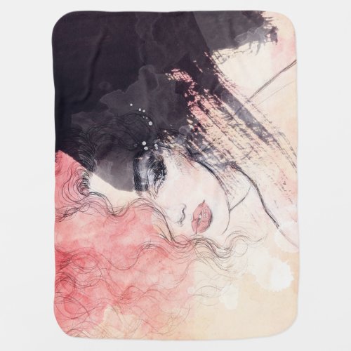 Abstract Woman Fashion Watercolor Painting Baby Blanket