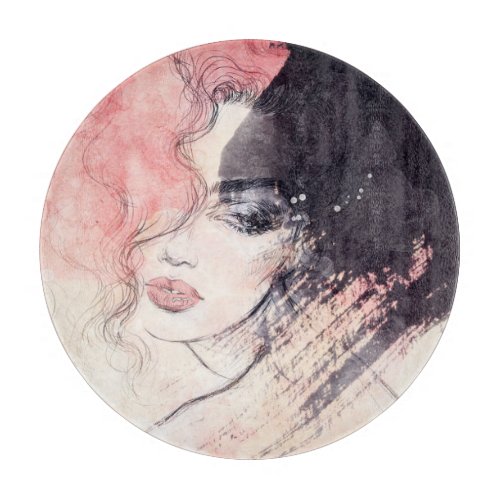 Abstract Woman Fashion Watercolor Painting Cutting Board