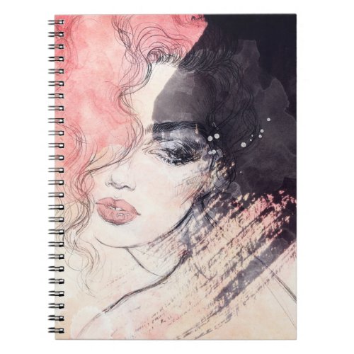 Abstract Woman Fashion Watercolor Painting Notebook