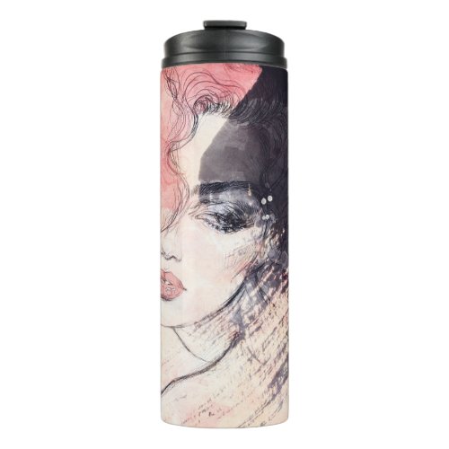 Abstract Woman Fashion Watercolor Painting Thermal Tumbler