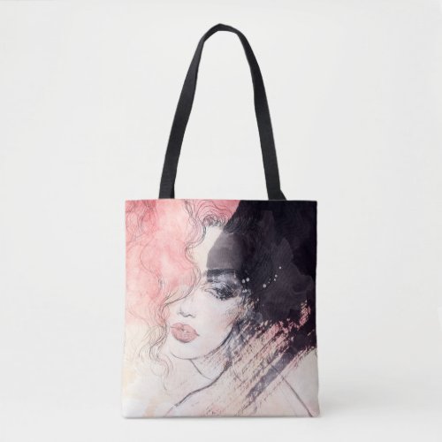 Abstract Woman Fashion Watercolor Painting Tote Bag