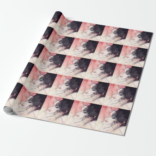 Abstract Woman Fashion Watercolor Painting Wrapping Paper