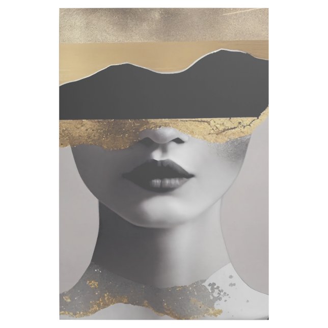 Abstract Woman Gold Black Surrealist Art Elegant (Front)