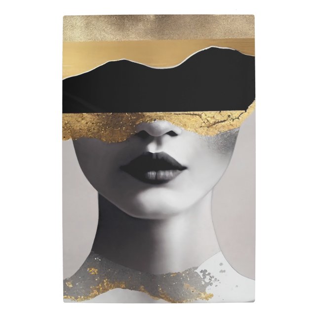 Abstract Woman Gold Black Surrealist Art Elegant (Front)