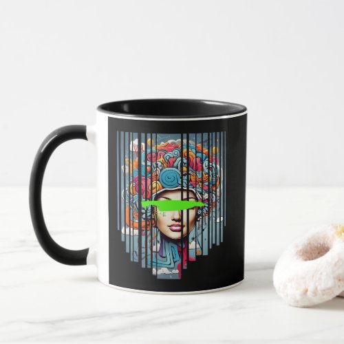 Abstract Woman in Stripes Mug