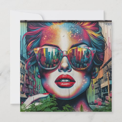  Abstract Woman in Sunglasses Ai Art Blank Card