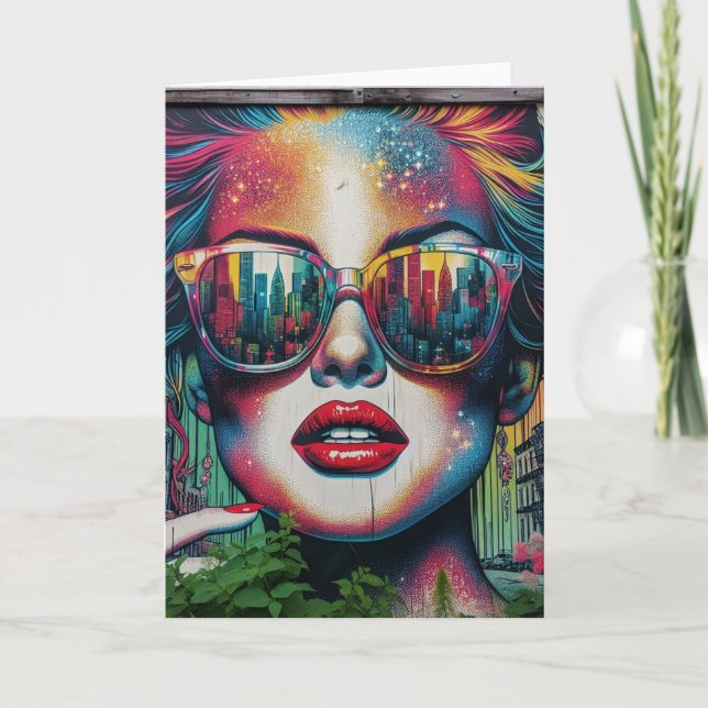  Abstract Woman in Sunglasses Ai Art Blank Card (Front)