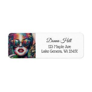  Abstract Woman in Sunglasses Ai Art Label