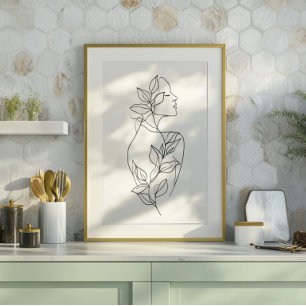 Abstract Woman Line Art   Botanical Minimalist Neu Canvas Print