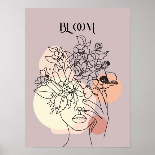 Abstract Woman Line Art Earthy Tones Poster