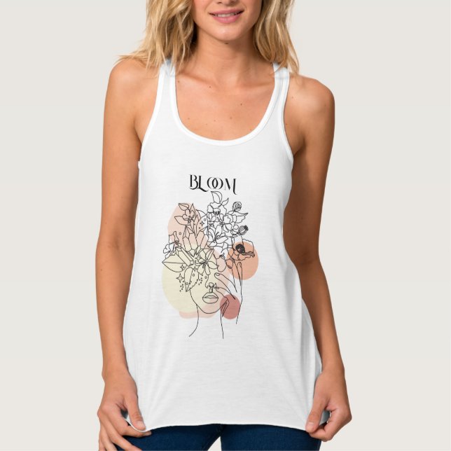 Abstract Woman Line Art, Earthy Tones  Tank Top (Front)