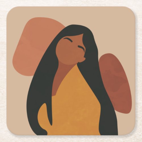 Abstract Woman _ Modern Minimalist Square Paper Coaster