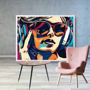 Abstract Woman Music Pop Art 2 Poster