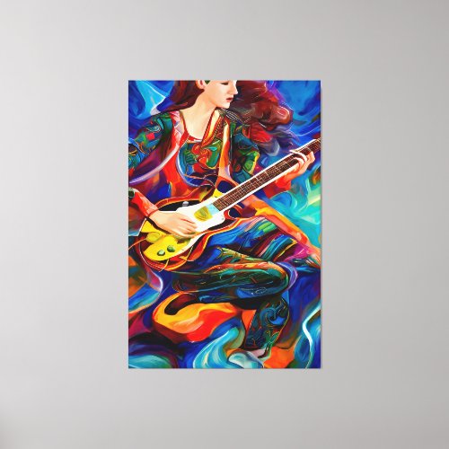 Abstract Woman Playing guitar Music art  Canvas Print
