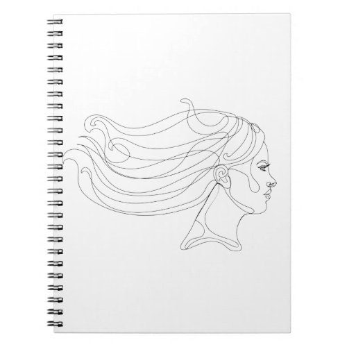 Abstract woman portrait Modern line art Notebook