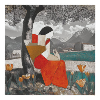 Abstract Woman Reading Faux Canvas Print