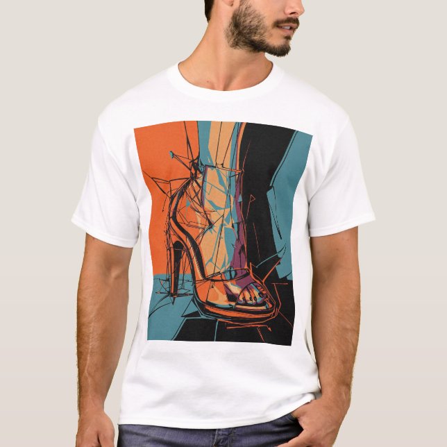 Abstract Woman’s Shoe Design Stylish Artistic T-Shirt (Front)