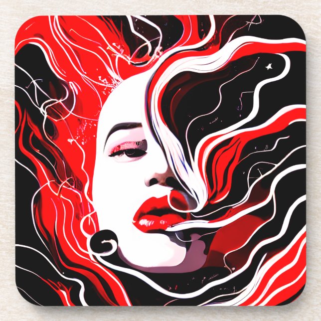 Abstract Woman Surreal Portrait Beverage Coaster (Front)