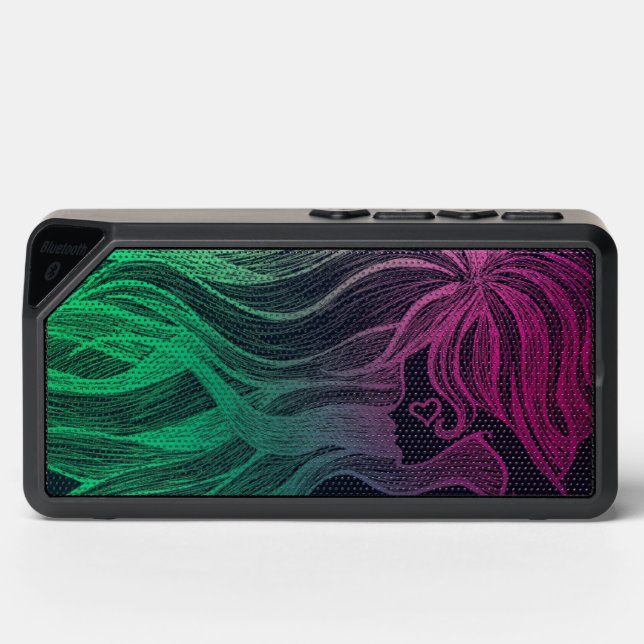 Abstract Woman Wild Neon Hair Cool Bluetooth Speaker (Front)