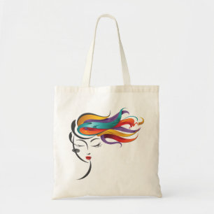 Abstract Woman with Colorful Flowing Hair Art Tote Bag