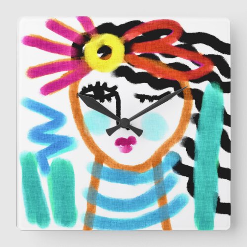 Abstract Woman with Sun Acrylic Wall Clock