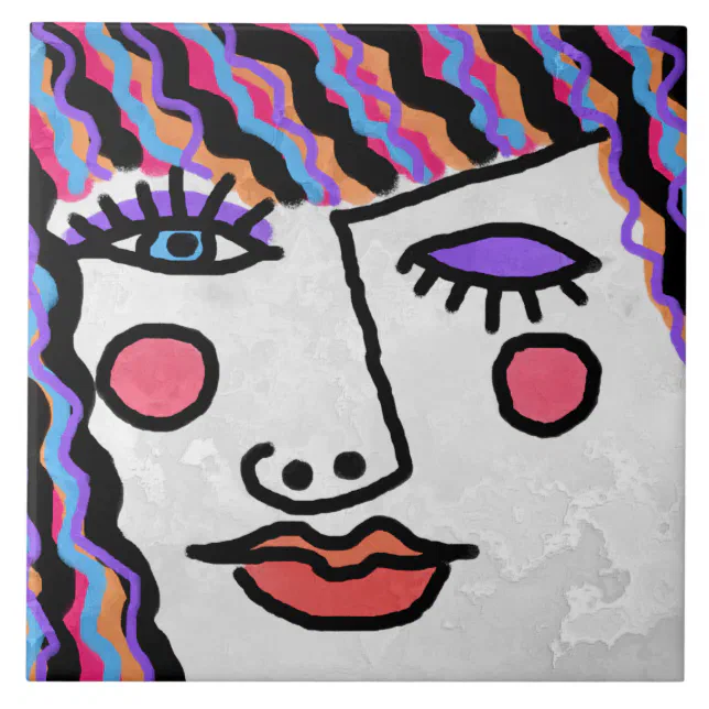 Abstract Woman's Face Ceramic Tile | Zazzle