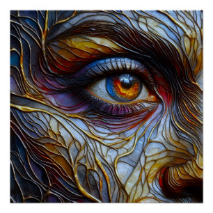 Abstract Woman's Face Closeup Poster