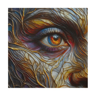Abstract Woman's Face Closeup Wood Wall Art