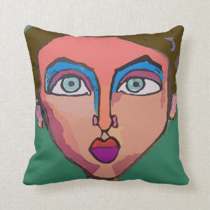 Abstract Woman's Face Throw Pillow