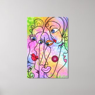 Abstract Women Face Canvas Print Cubism Style