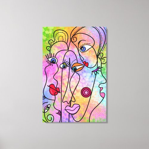 Abstract Women Face Canvas Print Cubism Style