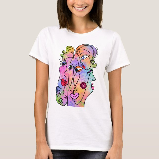 Abstract Women Face T-Shirt Modern Style Painting (Front)