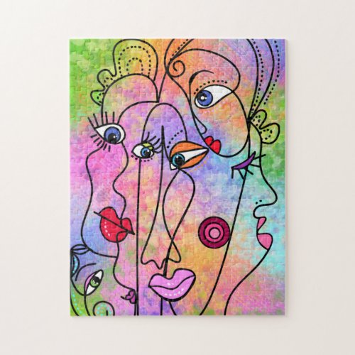 Abstract Women Faces Moods _ Cubism Style Drawing Jigsaw Puzzle