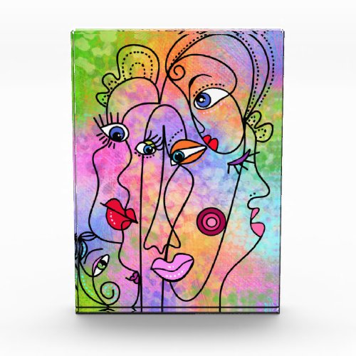 Abstract Women Faces Moods _ Cubism Style Drawing Photo Block
