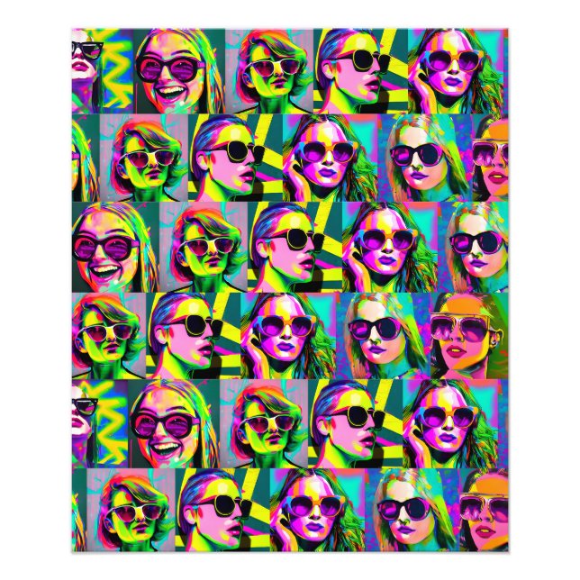 Abstract Women in Sunglasses Digital Art Photo Print (Front)