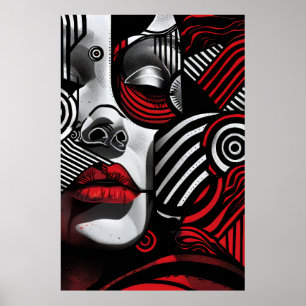 Abstract Womens Face Poster