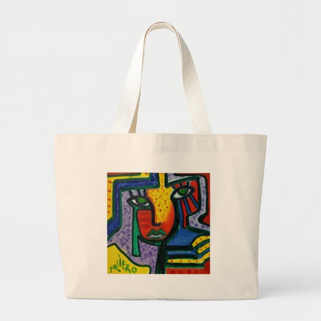 Abstract Wood painting Large Tote Bag (Front)