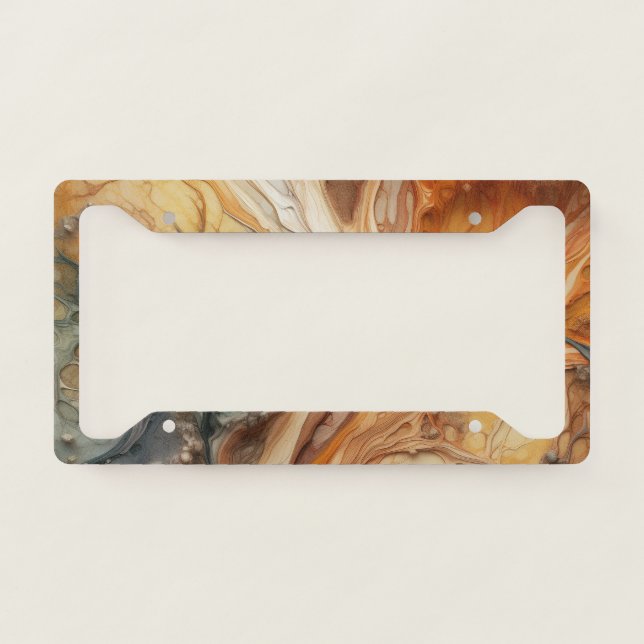Abstract Wood Texture License Plate Frame (Front)