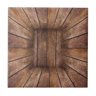 Abstract wooden cube ceramic tile