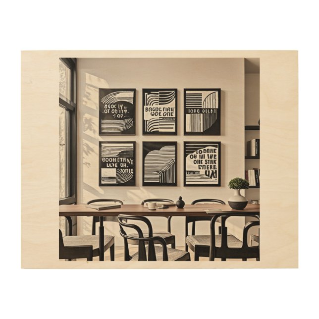 Abstract Wooden Wall Art with Geometric Shapes (Front)