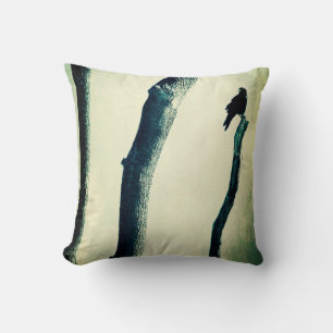 Abstract Woodland Crow Throw Pillow