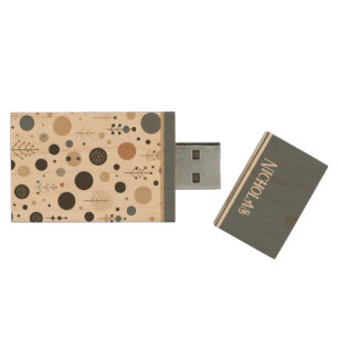 Abstract Woodland Custom Name Wood Flash Drive