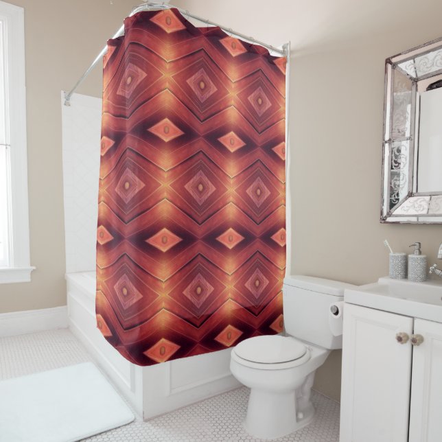 Abstract Woodwork Shower Curtain (In Situ)