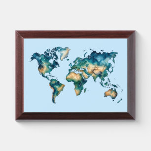 Abstract World Map Acrylic Award Plaque