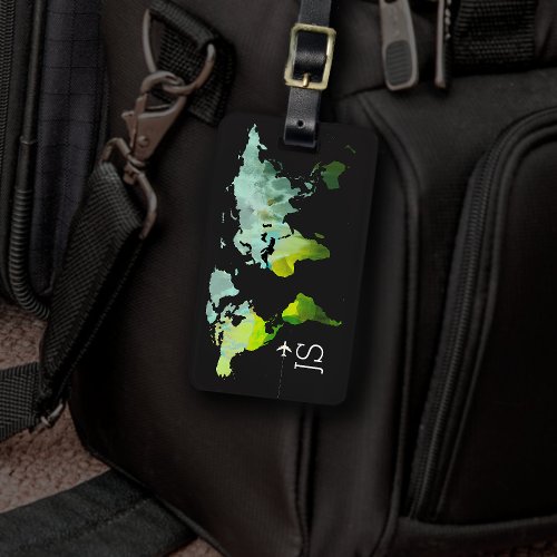 Abstract world map personalized travel luggage tag